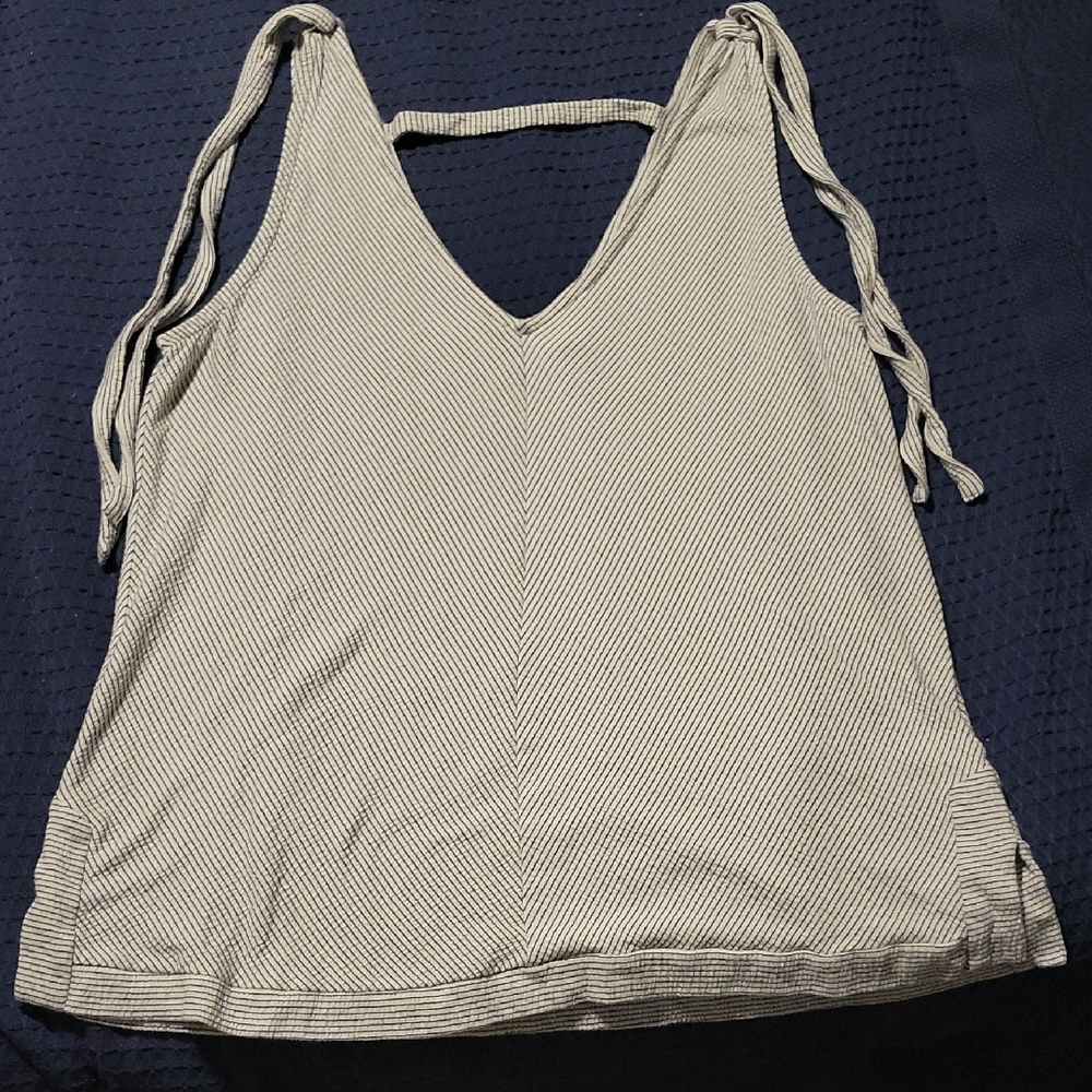 Lucky Brand Grey and White Striped Tank Top